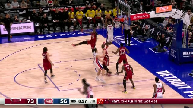 【2024年03月18日 热火vs活塞集锦】热火104-101活塞 阿德巴约压哨三分帮助热火绝杀活塞