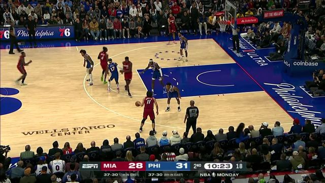 【2024年03月19日 热火vs76人集锦】传的恰到好处！小哈克斯潇洒妙传拖布心领神会空接暴扣