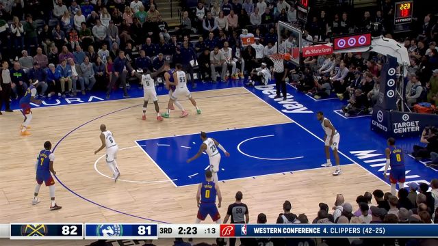 【2024年03月20日 掘金vs森林狼集锦】反击打得风生水起  爱德华兹快速推进追身三分手起刀落反超比分