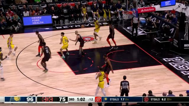 【2024年03月21日 步行者vs活塞集锦】早就看出按你的意图 富尼耶抢断反击三分洞穿球网