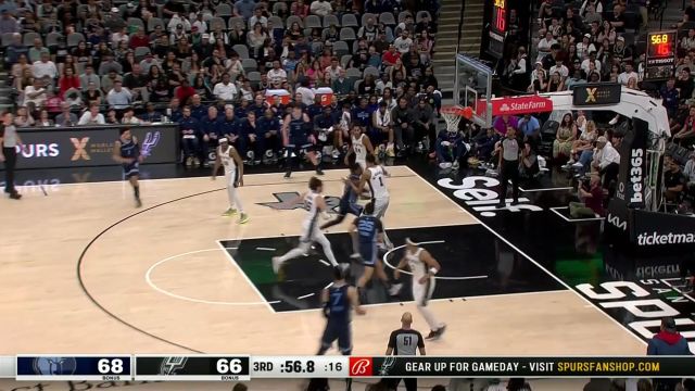 【2024年03月23日 灰熊vs马刺集锦】挑战人类极限 文班亚马逃脱地心引力滑翔劈扣技惊四座