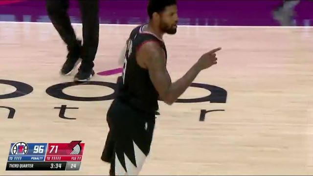 【2024年03月23日 快船vs开拓者集锦】视防守如无误！乔治洞悉防守送出炮弹直传 曼恩不负众望飞身上篮得手