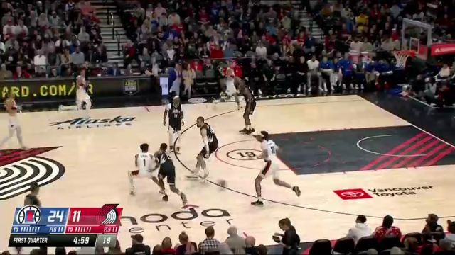 【2024年03月23日 快船vs开拓者集锦】篮下擎天柱！摩西-布朗追分时刻挺身而出 频频虐筐助队迫近分差