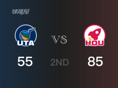 NBA常规赛：半场战罢，火箭以85-55领先爵士，范弗利特23分2篮板5助攻