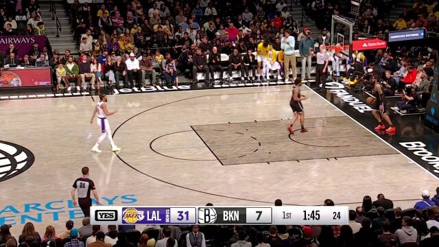 【2024年04月01日 湖人vs篮网集锦】文森特时隔102天复出 强突急停中投命中