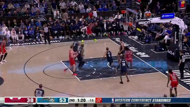 【2024年04月08日】NBA常规赛：公牛vs魔术第2节英文原声录像回放