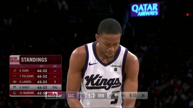 【2024年04月08日】NBA常规赛：国王vs篮网第4节英文原声录像回放