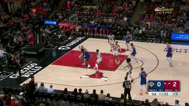 【2024年04月10日 尼克斯vs公牛集锦】尼克斯128-117公牛 布伦森爆砍45+8力压德罗赞34+5+6