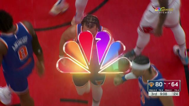 【2024年04月10日 尼克斯vs公牛集锦】两大领军人物之间的博弈 布伦森德罗赞分别打成2+1