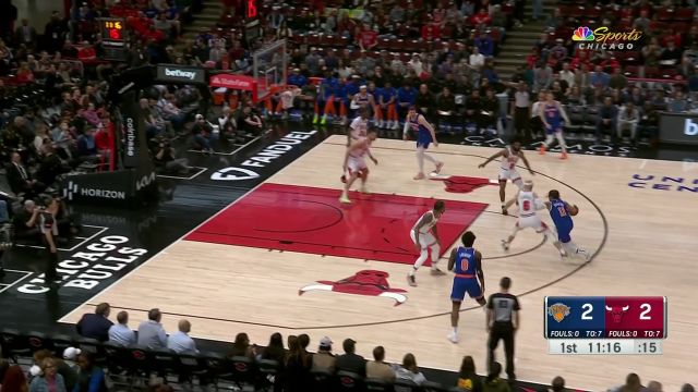 【2024年04月10日 尼克斯vs公牛集锦】布伦森手递手撕裂防线 阿奴诺比长驱直入滑翔劈扣