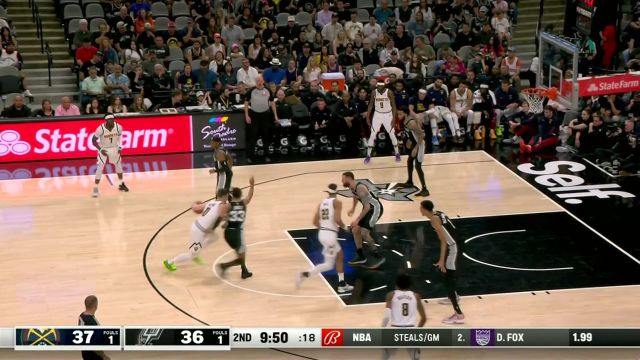 【2024年04月13日 掘金vs马刺集锦】防守都去哪了？ 沃特森大步流星冲击内线单手劈扣