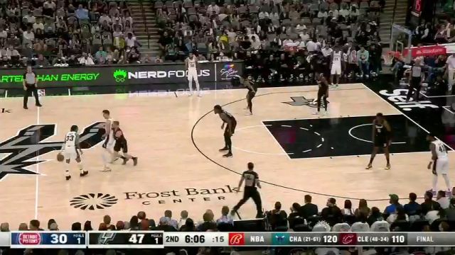 【2024年04月15日】NBA常规赛：活塞vs马刺第2节中文解说录像回放