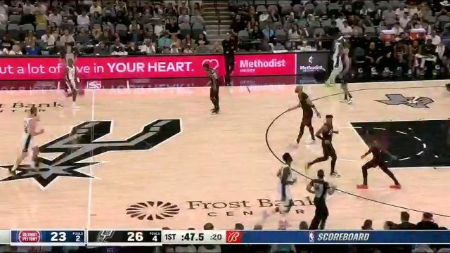 【2024年04月15日】NBA常规赛：活塞vs马刺第1节英文原声录像回放