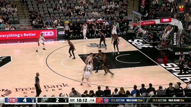 【2024年04月15日 活塞vs马刺集锦】完全无视对手干扰 马穆凯拉什维利迎人三分出手正中靶心