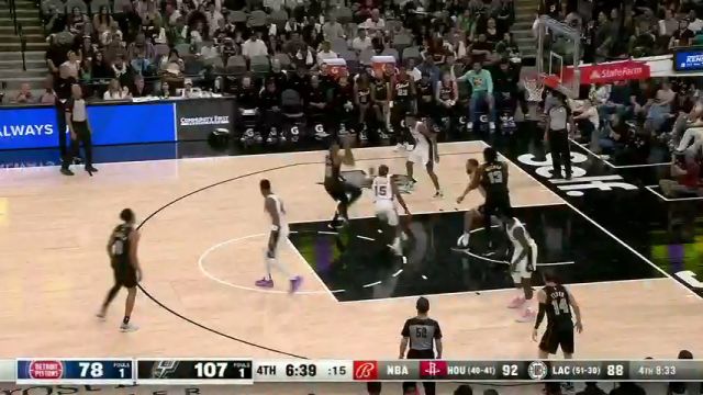 【2024年04月15日】NBA常规赛：活塞vs马刺第4节中文解说录像回放