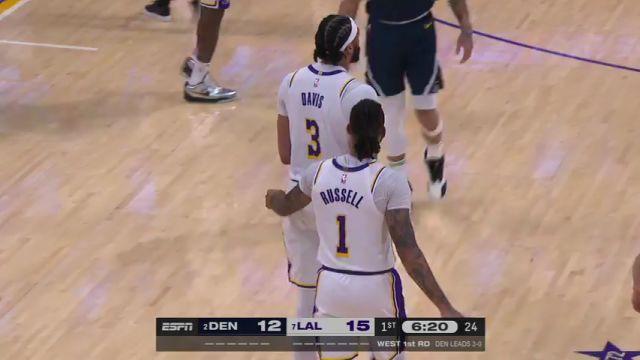 【2024年04月28日】NBA季后赛：掘金vs湖人第1节英文原声录像回放