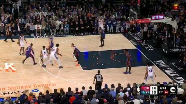 【2024年05月01日】NBA季后赛：76人vs尼克斯第1节英文原声录像回放