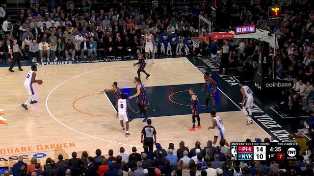 【2024年05月01日 76人vs尼克斯集锦】密不透风滴水不漏 阿奴诺比暴力封盖恩比德将球扇飞