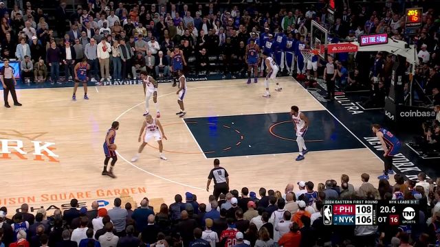 【2024年05月01日 76人vs尼克斯集锦】成也萧何败萧何！布伦森绝命时刻三分线外拔起假投真传致命失误