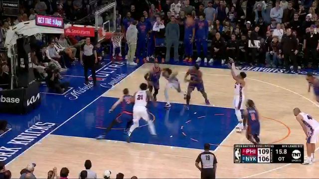 【2024年05月01日】NBA季后赛：76人vs尼克斯加时赛英文原声录像回放