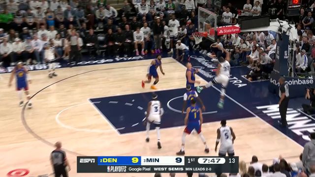 【2024年05月11日 掘金vs森林狼集锦】想得分先问问我！爱德华兹加足马力送给小波特一记钉板大帽