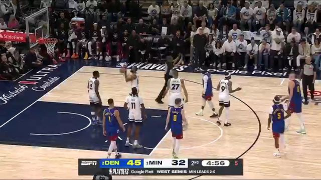 【2024年05月11日】NBA西部半决赛G3：掘金vs森林狼第2节英文原声录像回放