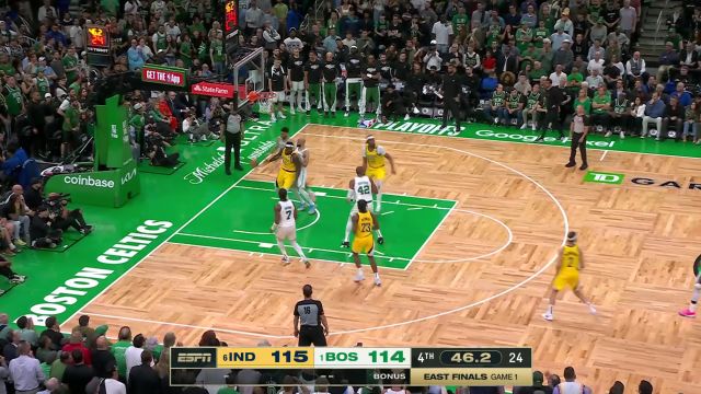 【2024年05月22日 步行者vs凯尔特人集锦】步行者128-133凯尔特人 布朗关键绝平凯尔特人加时赛取胜赢得开门红