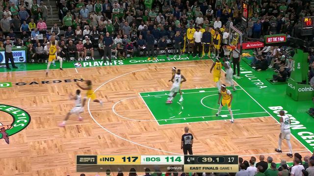 【2024年05月22日 步行者vs凯尔特人集锦】没能成为球队的英雄！塔图姆弧顶大空位三分投篮偏出未能追平