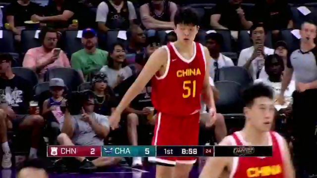 【2024年07月08日 中国vs黄蜂集锦】无惧对抗！杨瀚森1v1单打盖耶勾手命中