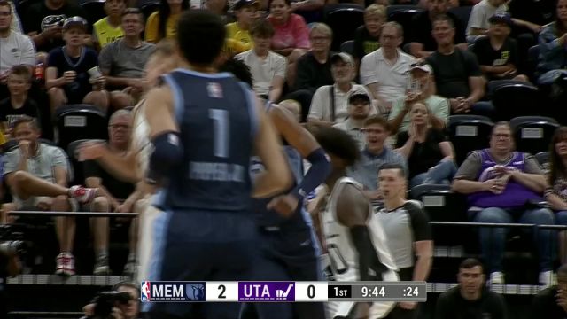 【2024年07月09日 灰熊vs爵士集锦】小皮蓬仙人指路送助攻 GG-杰克逊飞身暴扣轻松洒脱