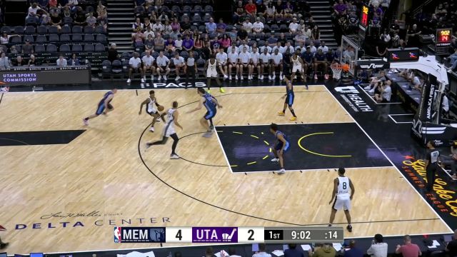 【2024年07月09日 灰熊vs爵士集锦】防守的一把大锁 周志豪两次无情大帽镇守篮下