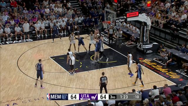 【2024年07月09日 灰熊vs爵士集锦】周志豪vs爵士集锦 首秀砍下14+15大号两双补篮绝平