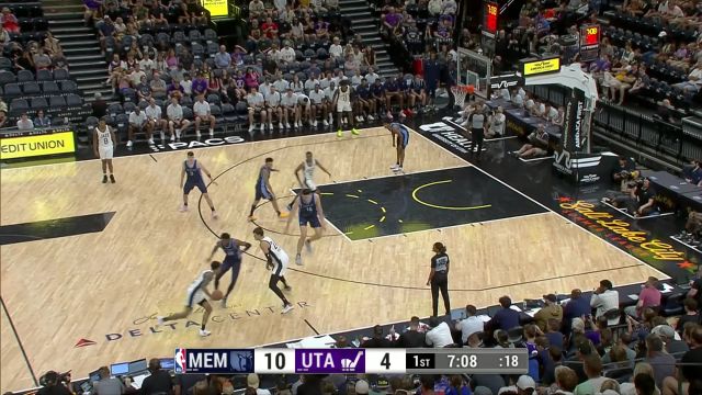 【2024年07月09日 灰熊vs爵士集锦】给新人上上课 基杨特-乔治顶人强投完成2+1取分