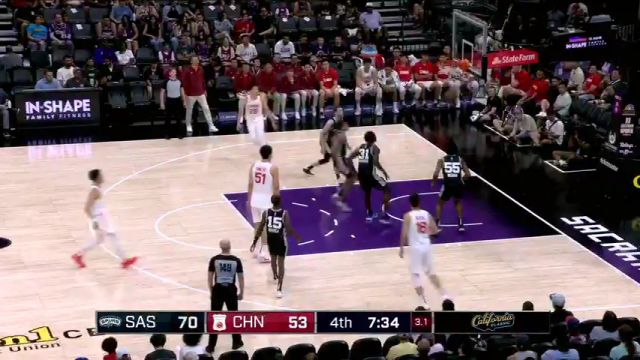 【2024年07月10日 马刺vs中国集锦】敢打敢拼！廖三宁借掩护果断出手 中距离得手稳定军心