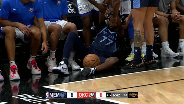 【2024年07月11日 灰熊vs雷霆集锦】篮下有我不用愁！戴洪-贾罗积极回防以一敌二完成封盖