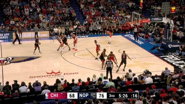 【2024年10月24日 公牛vs鹈鹕集锦】精妙空中作业！鲍尔弧顶发牌妙传拉文默契空接暴扣