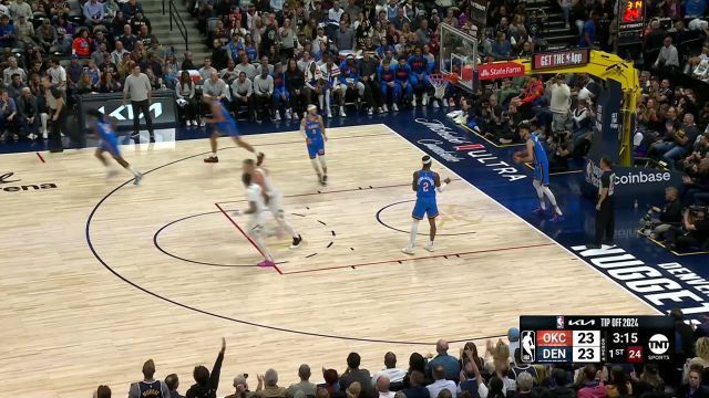 【2024年10月25日 雷霆vs掘金集锦】吨位上完全碾压 约基奇掀翻切特接球暴扣