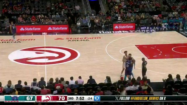 【2024年10月26日】NBA常规赛：黄蜂vs老鹰第3节英文原声录像回放