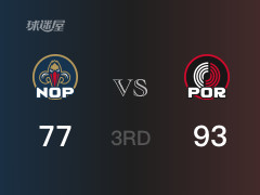 三节战罢，开拓者93-77领先鹈鹕，末节再战