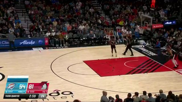 【2024年11月02日】NBA常规赛：雷霆vs开拓者第3节英文原声录像回放