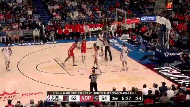 【2024年11月05日】NBA常规赛：开拓者vs鹈鹕第3节英文原声录像回放