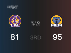 NBA常规赛：三节战罢，灰熊以95- 81领先湖人，莫兰特20分4篮板5助攻
