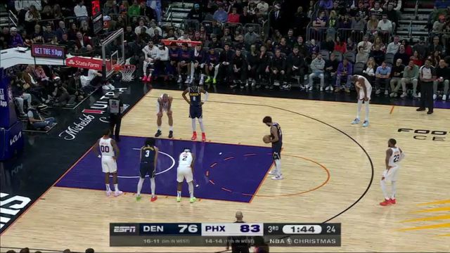 【2024年12月26日】NBA常规赛：掘金vs太阳第3节英文原声录像回放