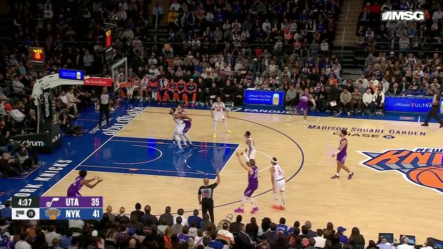 【2025年01月02日 爵士vs尼克斯集锦】唐斯四分卫长传冲吊 阿奴诺比前场一打零潇洒暴扣