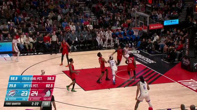 【2025年01月27日】雷霆vs开拓者第1节英文原声录像回放