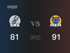 NBA常规赛：三节战罢，灰熊以91- 81领先马刺，小杰克逊24分5篮板