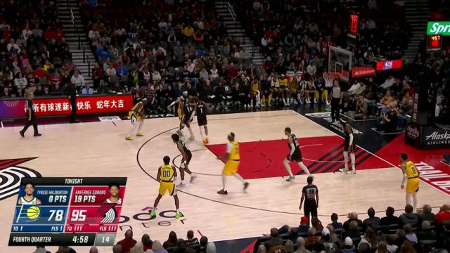 【2025年02月05日】NBA常规赛：步行者vs开拓者第4节英文原声录像回放