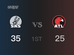 NBA常规赛 ：首节数据，马刺以35-25领先老鹰，瓦塞尔9分
