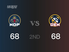 NBA常规赛：半场结束，掘金以68-68战平鹈鹕，约基奇21分4篮板5助攻