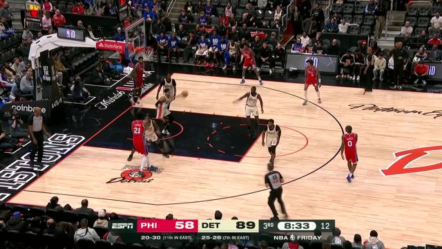 【2025年02月08日 76人vs活塞集锦】还没到放弃的时候 恩比德助攻爱德华兹三分顽强追分